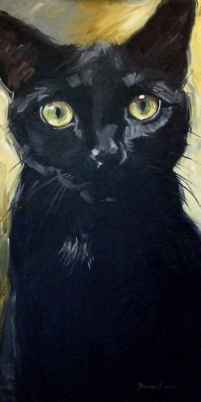 Huge Black Cat Oil Painting Big 18 X 36 Inch Original Oil Painting Of