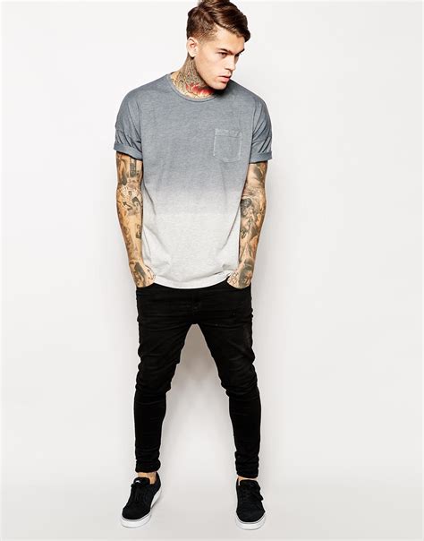 Asos T Shirt With Dip Dye And Oversized Dropped Shoulder Fit In Black
