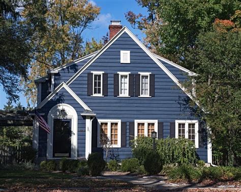 Image Result For Dark Blue House White Shutters House Exterior Blue