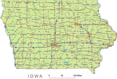 Iowa County Map With Roads World Map