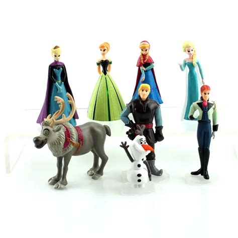 Disney Princess Toys Pcs Set Frozen Elsa Anna Action Figure Kristoff Sven Olaf PVC Model Dolls