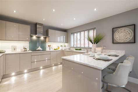 High Gloss Handleless Light Grey Kitchen Open Plan Kitchen Living Room Modern Kitchen