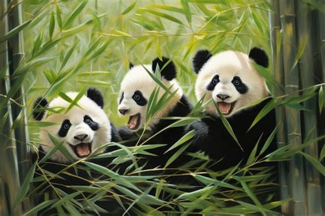 Premium Ai Image Panda Cubs Tumble Playfully In A Bamboo Thicket