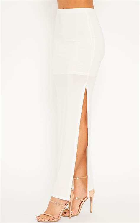 Helsa Cream Slinky Split Maxi Skirt Skirts Prettylittlething