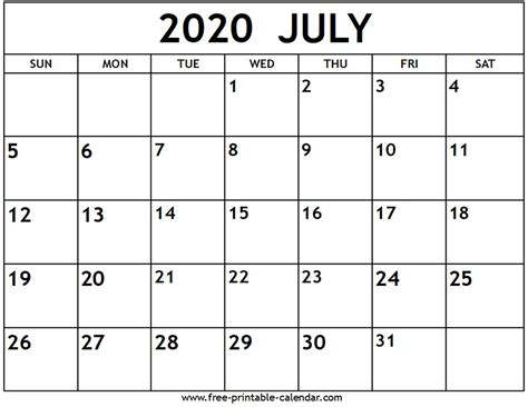 July 2020 calendar in ms word format. July Calendar 2020 Printable Free | Example Calendar Printable