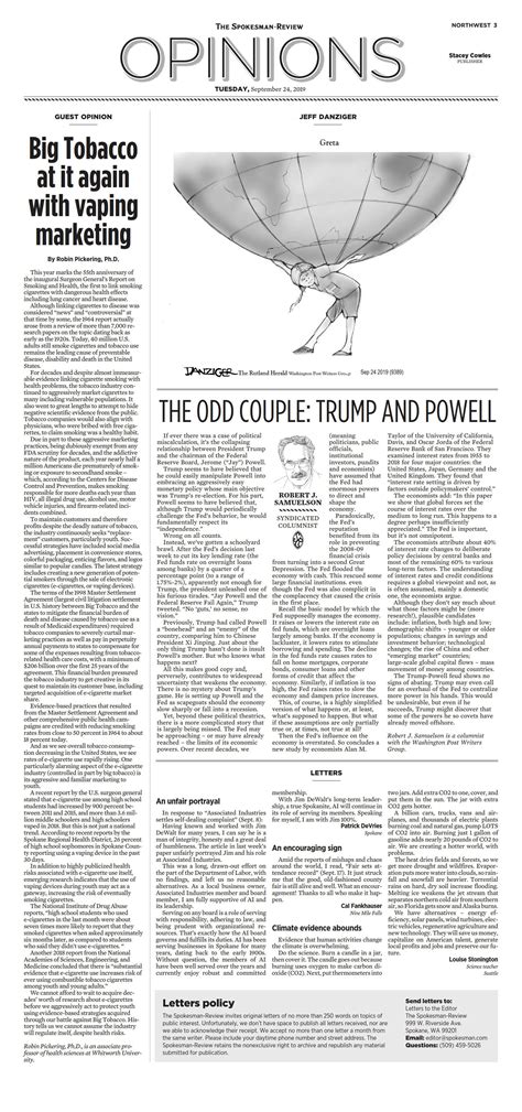 Opinion Front Page for Sept. 24, 2019 | The Spokesman-Review