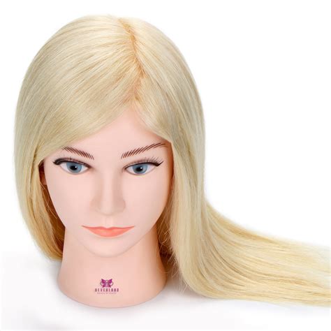 14 30 Real Hair Practice Training Head Hairdressing Mannequin And Clamp