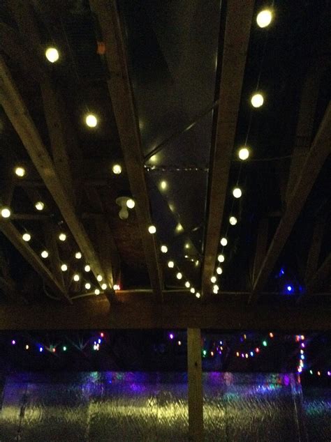 Are you hanging lights up for an event? Hang up Christmas lights in my unfinished basement for all ...