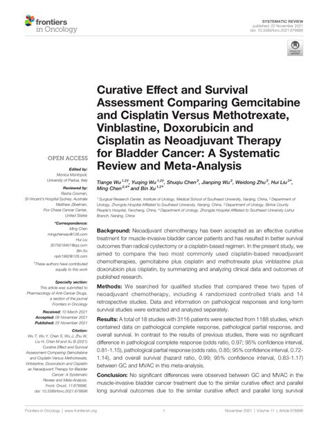 Pdf Curative Effect And Survival Assessment Comparing Gemcitabine And Cisplatin Versus