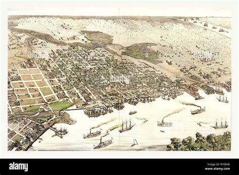 Birds Eye View Of Jacksonville Fla Circa 1876 Us Usa America