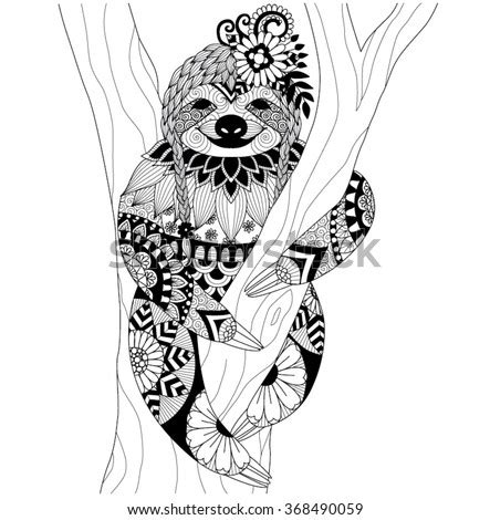 Or you may grab as sloth coloring book pdf. Sloth Zentangle Design Coloring Book Adult Stock Vector ...