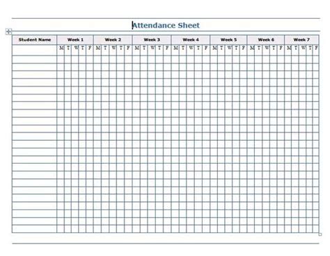 microsoft word templates attendance sheet template