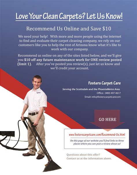 A Flyer Designed To Increase The Amount Of Online Reviews For A Carpet