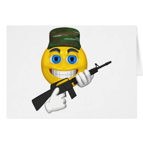 Happy Smiley With A Machine Gun Wearing A Hat Card Zazzle