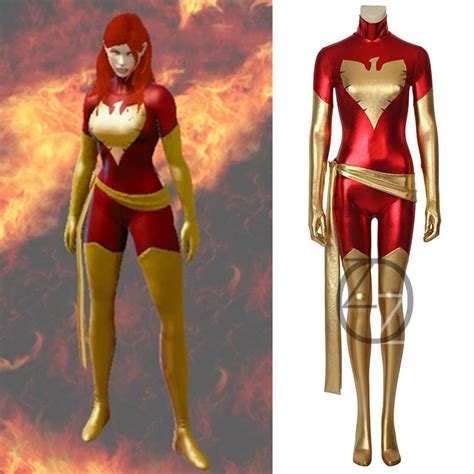 Adult Women Phoenix Costume X Men Jean Grey Cosplay Costume Lycra Shiny
