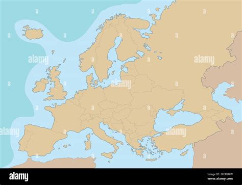 Ilustracion De Mapa Politico De Europa Con Nombres De Paises Y Mas