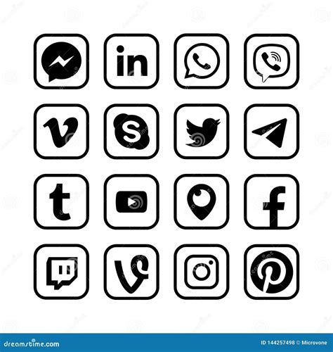 Medios Iconos Sociales Botones Populares De La Red De La Web Del Vector