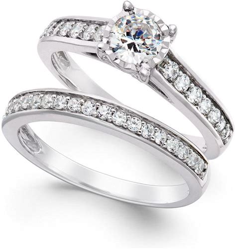 Diamond Bridal Ring Set In 14k White Gold 1 Ct Tw Web Id 2113324 2287422 Weddbook