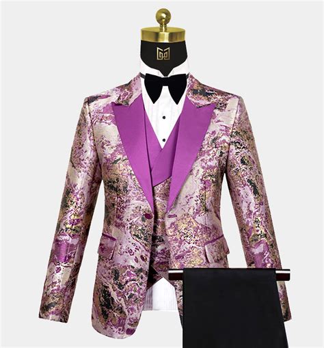 Purple And Gold Tuxedo Suit 3 Piece Gentlemans Guru