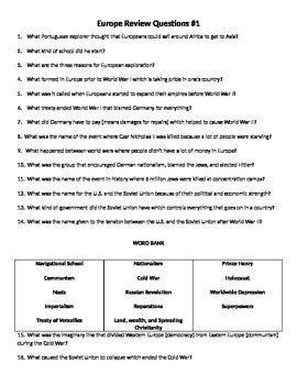 6th grade social studies review questions europe by