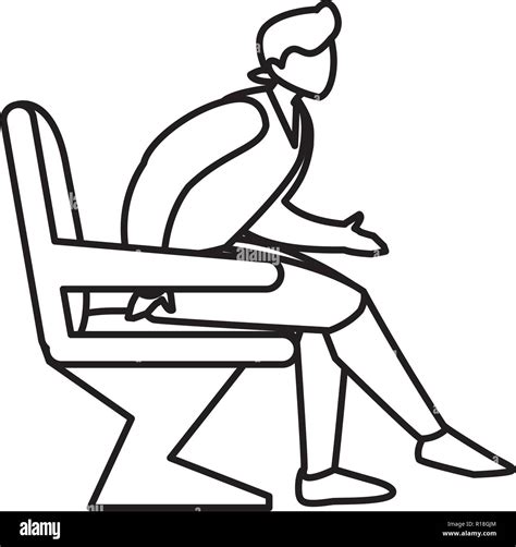 Man Sitting On Chair Over White Background Vector Illustration Stock