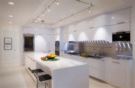 Cool Track Lighting Installation Above The Kitchen Island Is A Perfect