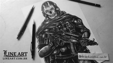 Cod Warzone Ghost Speed Drawing Line Art Oficial Youtube