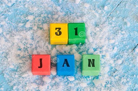 Calendar Date On Color Wooden Cubes With Marked Date Of 31st Of January