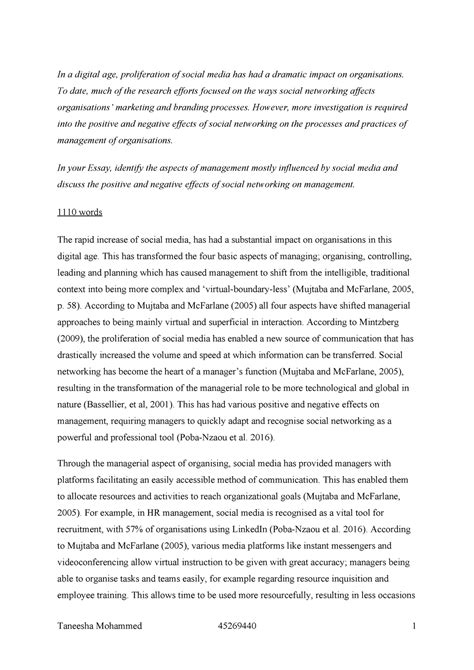 Thesis About Impact Of Social Media On Students