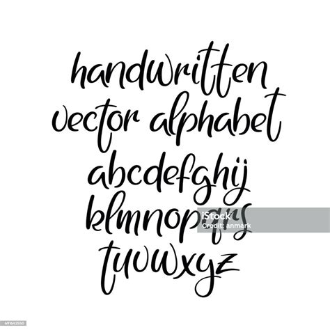 Hand lettering calligraphic alphabet script Vector Image