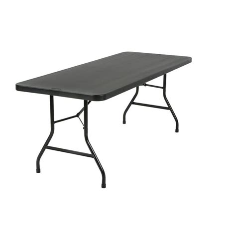 Cosco 296 In X 72 In Indoor Rectangle Resin Black Folding Table In The
