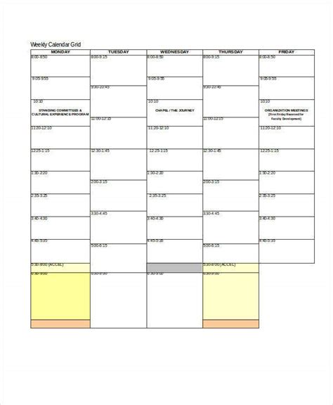 Excel Class Schedule Templates 8 Free Word Excel Pdf Documents