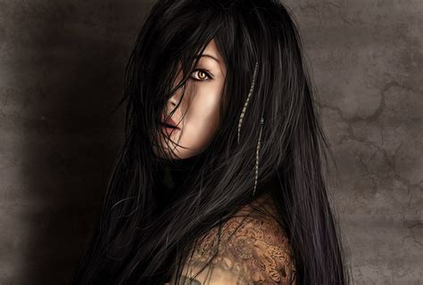 1033794 Face Black Model Portrait Fantasy Art Fantasy Girl Long Hair Render Looking At