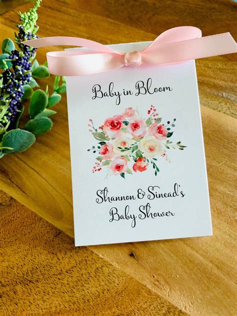Baby Shower Favors Flower Seed Packets Boho Pink Cream Flowers Baby In