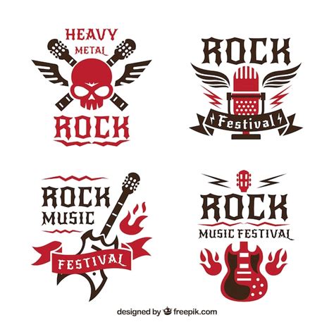 Rock Logo Collection With Flat Design Vector Free Download
