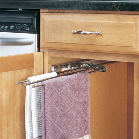 The polished chrome looks clean and classy in any kitchen. Rev-A-Shelf 3 Prong Towel Bar Chrome 563-47C | CabinetParts.com