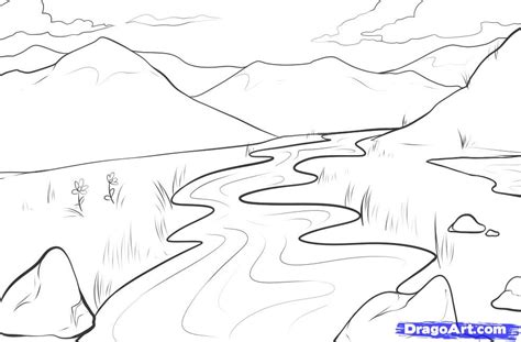 Draw the shape of a flying bird with a black artistic brush. My Brillian Design: How to draw easy landscapes step by step