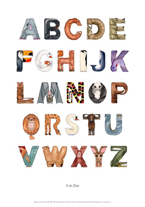 A To Zoo Animal Alphabet Letters Poster 14 X 20 Etsy Animal