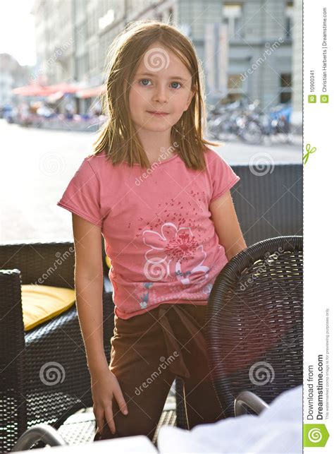Smiling Posing Girl Child City Street Stock Image Image