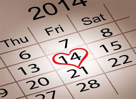 Valentines Day Calendar February 14 Of Saint Vale Stock Vector