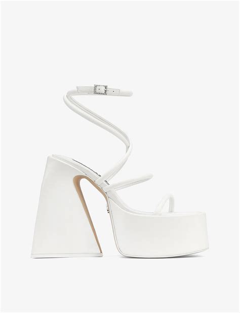 Naked Wolfe Angel Strap Detail Platform Leather Sandals In White Lyst