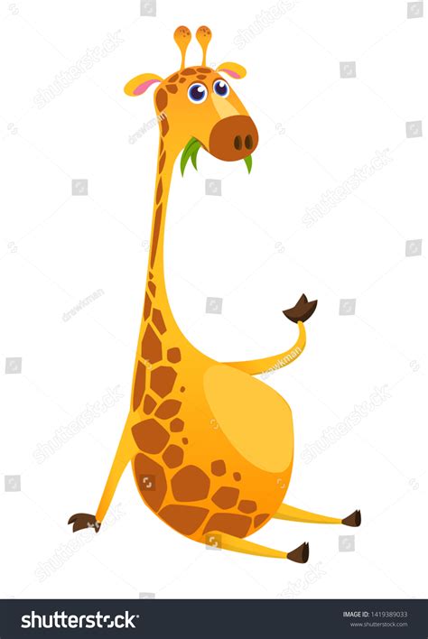 Pretty Giraffe Sitting Cartoon Illustration Stock Illustration 1419389033