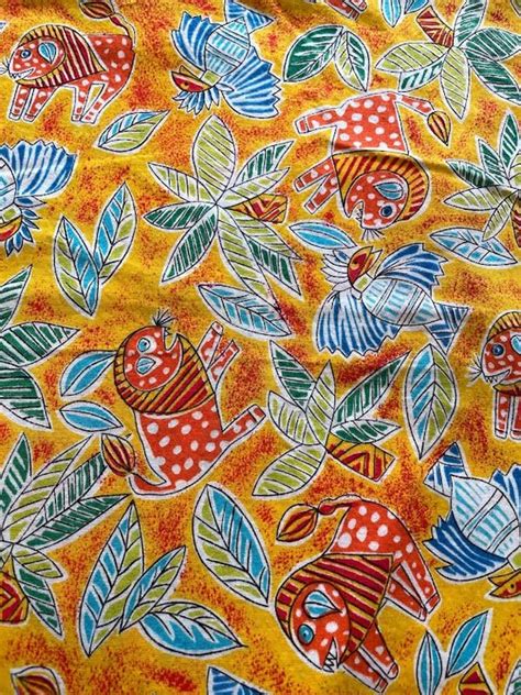 Vintage Tropical Print Fabric Pure Cotton 42x58 Etsy