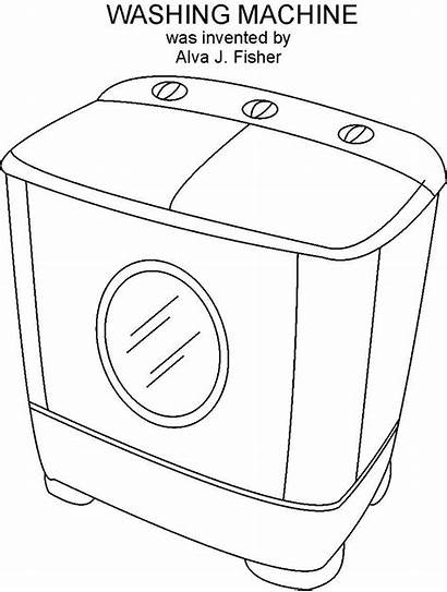 Washing Machine Coloring Pages Drawing Inventions Pdf