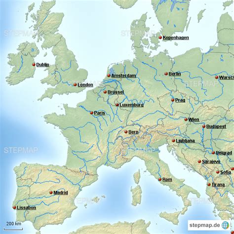 Stepmap Europa Flüsse Landkarte Für Europa