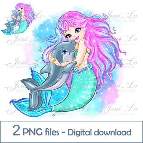 Mermaid And Dolphin 2 Png Files Little Mermaid Clipart Sea P Inspire