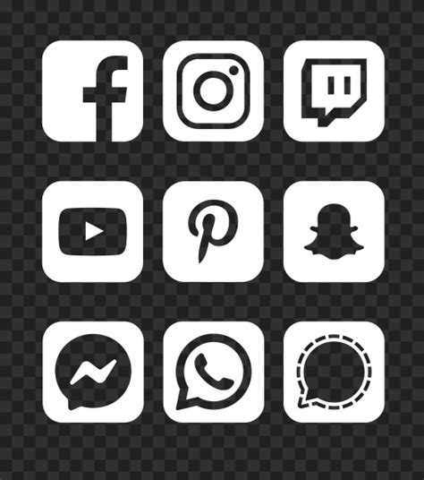 Hd White Social Media Square Icons Png Citypng