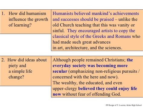 How did humanism influence the visual arts in the italian renaissance