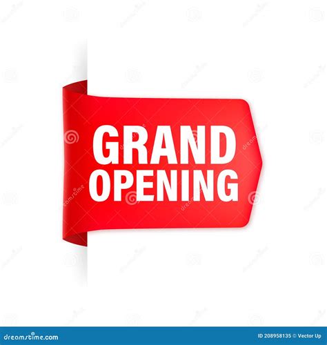 Grand Opening Red Ribbon In 3d Style On White Background Vector