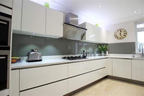 Need some kitchen splashback ideas for your new kitchen? Grey kitchen splashback - Contemporary - Kitchen - London ...